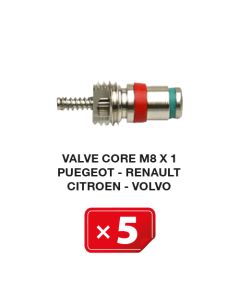 Núcleo de válvula M8 x 1 para Sistemas AC Peugeot-Renault-Citroen-Volvo (5 uds.)